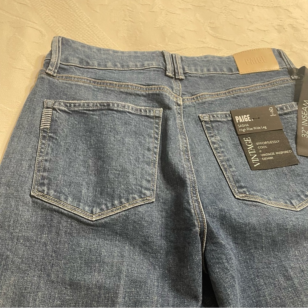 PAIGE Sasha Wide Leg Jean in Blue Size 30 - Picture 6 of 15